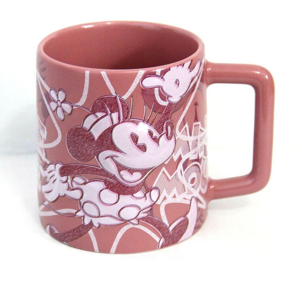 NEW Disney Store Pink MINNIE MOUSE COFFEE MUG Tea Cup Cartoon Comic Art NIB!